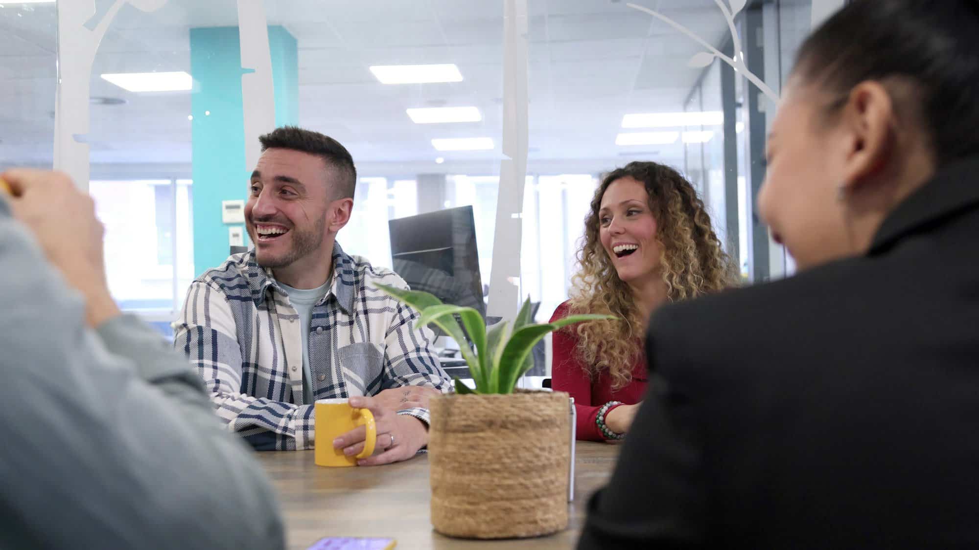 laughter at H7 meeting, presenting commercials